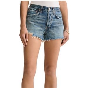 AGOLDE Parker high waisted denim cut off shorts